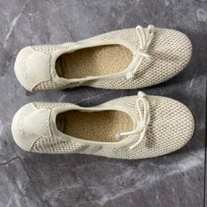 UGG Australia Brig Ballet Flats Beige Knit Shearling Lined Slip On Shoes Size 5